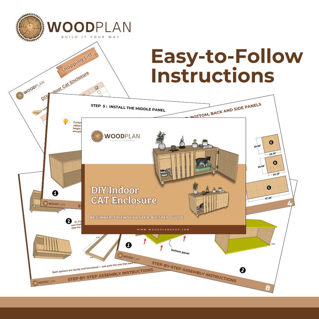 DIY Indoor Cat Enclosure Plan: Litter Box, Rest & Feeding Station (PDF)