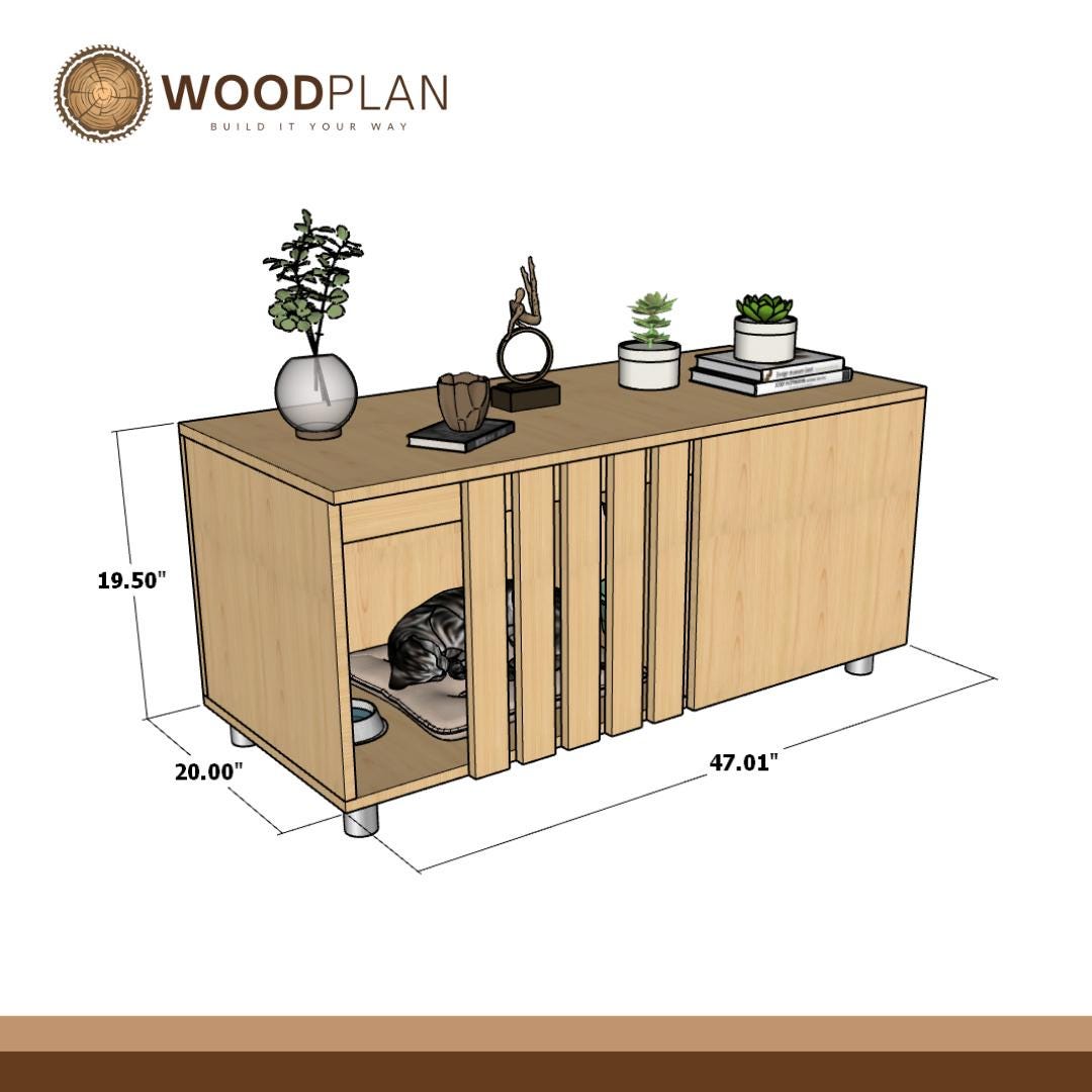 DIY Indoor Cat Enclosure Plan: Litter Box, Rest & Feeding Station (PDF)
