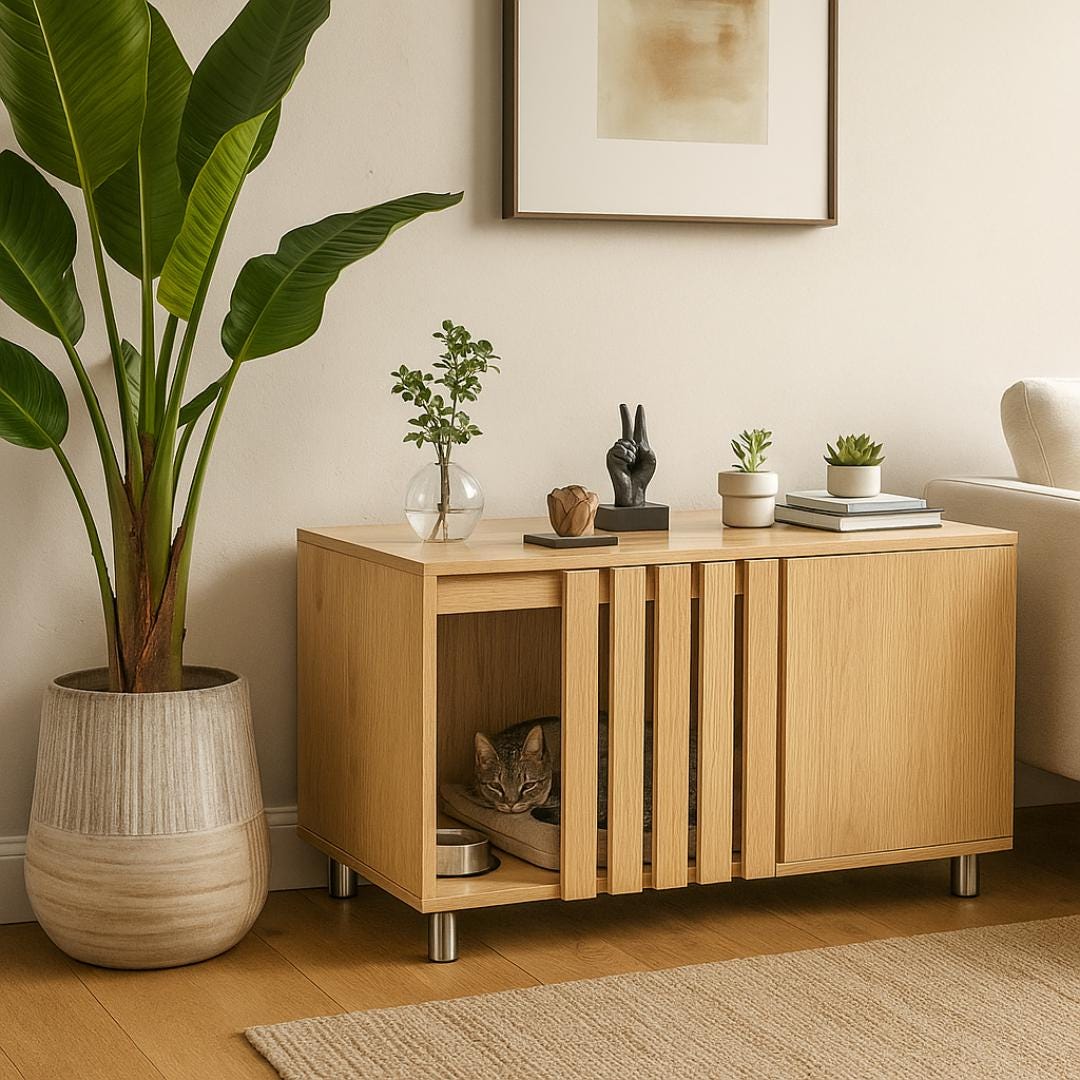 DIY Indoor Cat Enclosure Plan: Litter Box, Rest & Feeding Station (PDF)