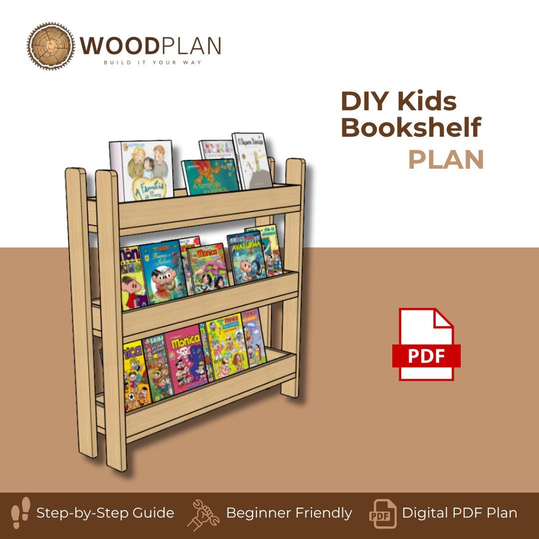 Kids Front‑Facing Bookshelf Plan PDF | Montessori Display Rack | Beginner DIY