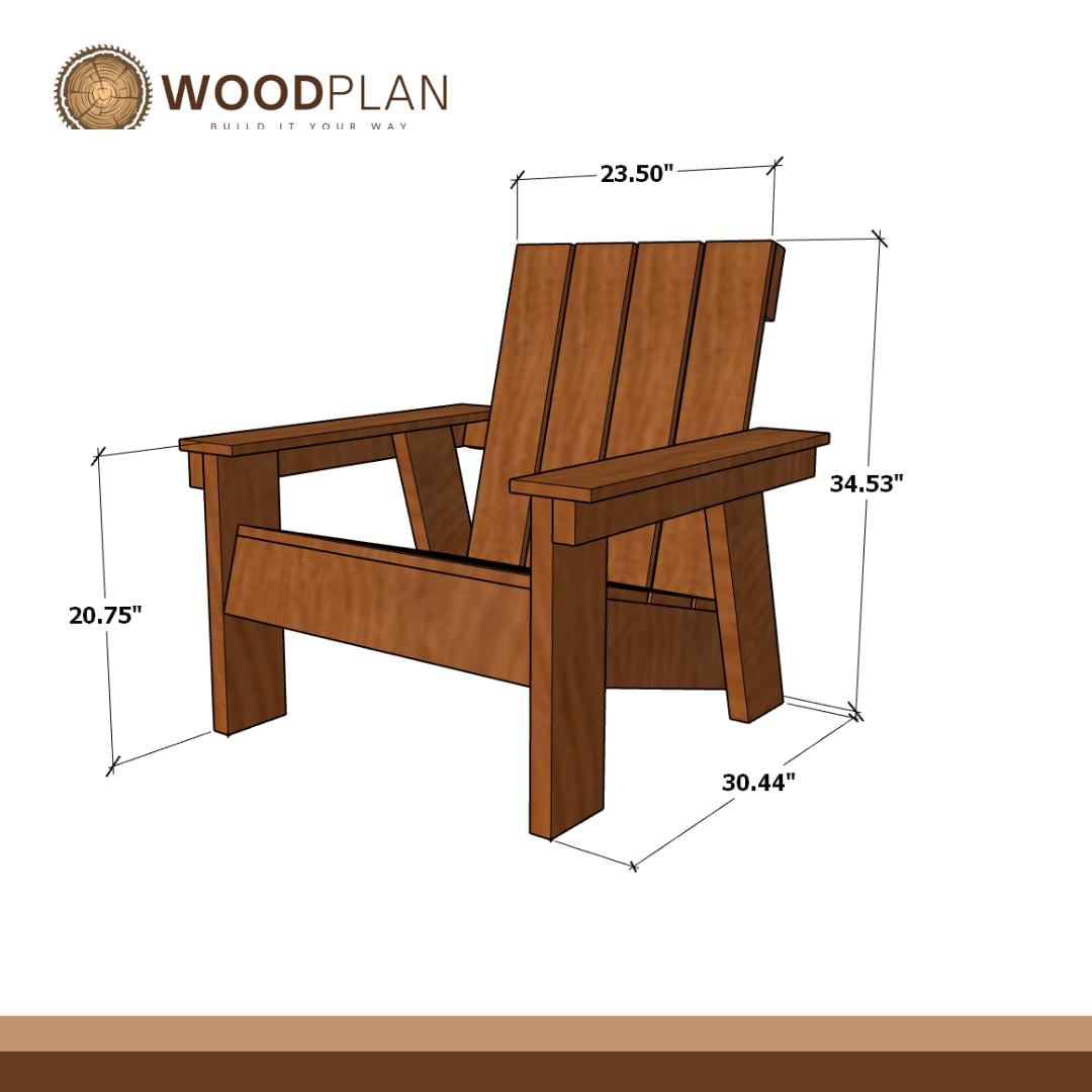 DIY 4-Leg Adirondack Chair Plan | Outdoor Furniture Woodworking | Beginner-Friendly PDF