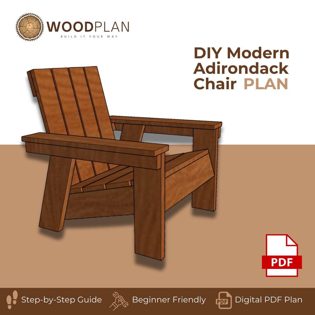 DIY 4-Leg Adirondack Chair Plan | Outdoor Furniture Woodworking | Beginner-Friendly PDF