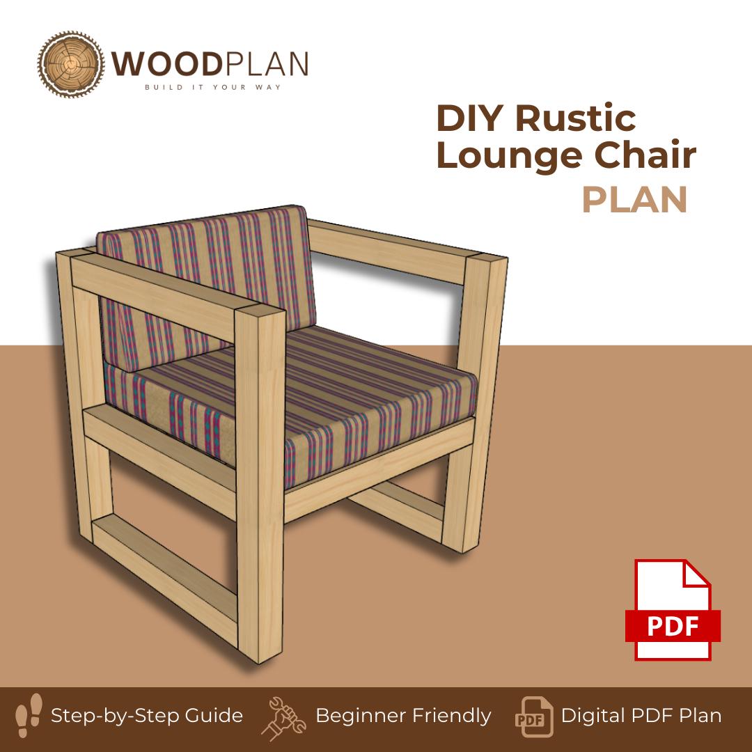 Rustic Lounge Chair – DIY Wooden Square Frame Plan | Modern Armchair | Woodworking PDF