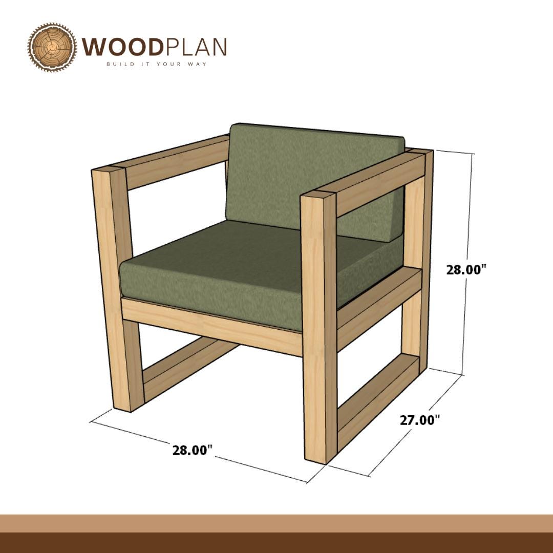 Rustic Lounge Chair – DIY Wooden Square Frame Plan | Modern Armchair | Woodworking PDF