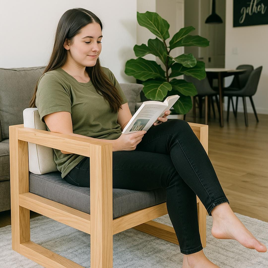Rustic Lounge Chair – DIY Wooden Square Frame Plan | Modern Armchair | Woodworking PDF