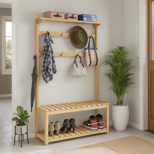 DIY Hall Tree Woodworking Plan: Entryway Organizer with Bench (PDF)