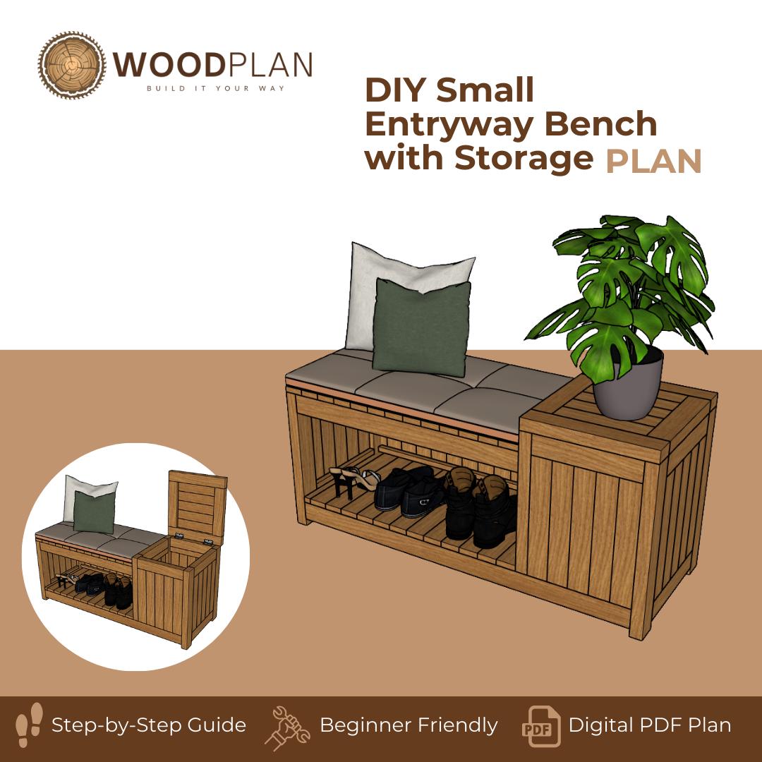 DIY Small Entryway Bench with Storage and Seat | Woodworking PDF PLAN