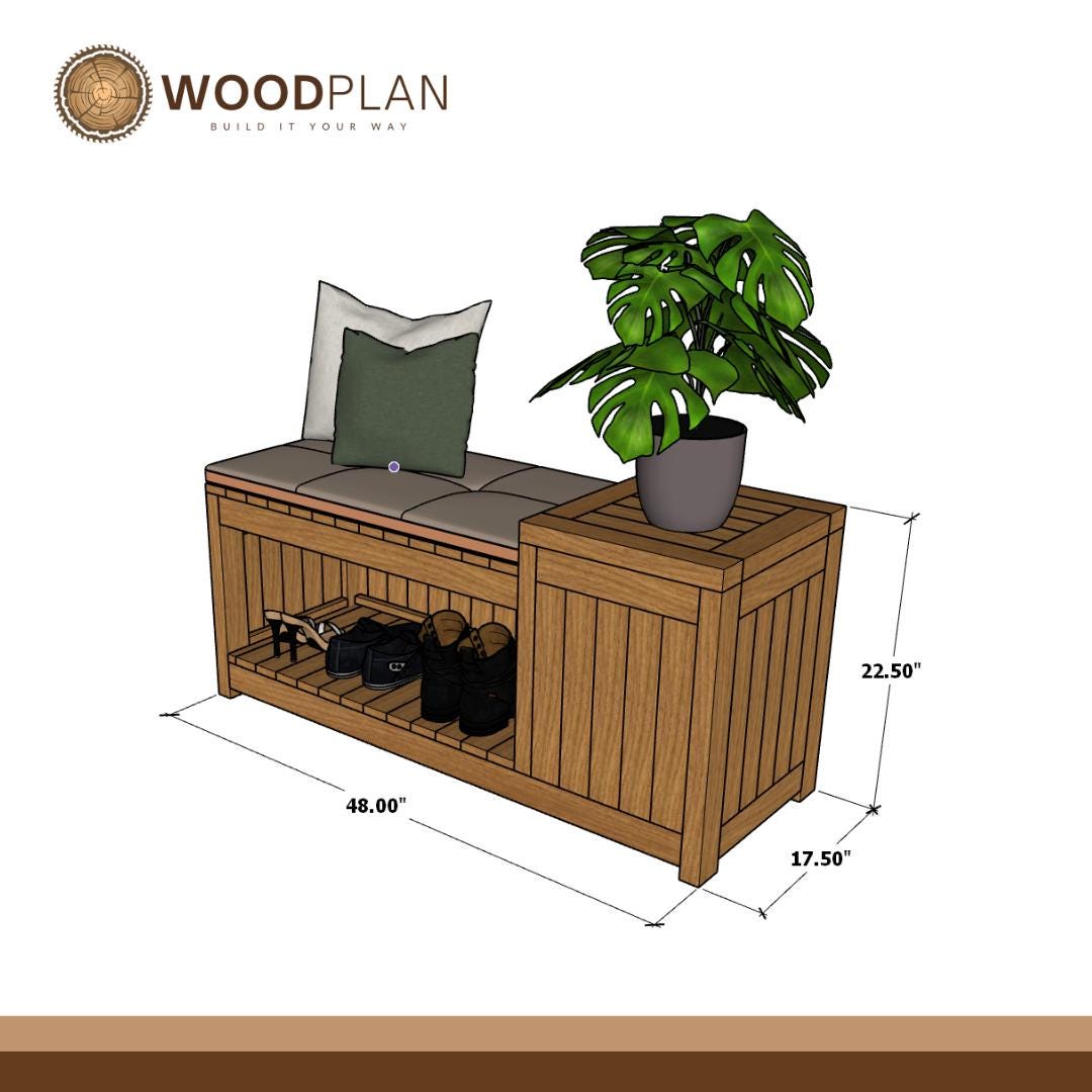 DIY Small Entryway Bench with Storage and Seat | Woodworking PDF PLAN