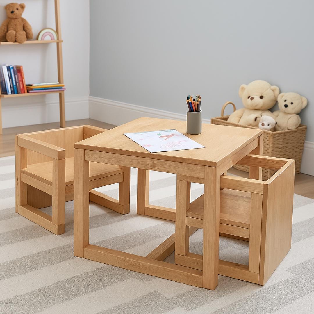 Kids Cube Chair & Activity Table Set Plan: Beginner DIY (PDF Pattern)