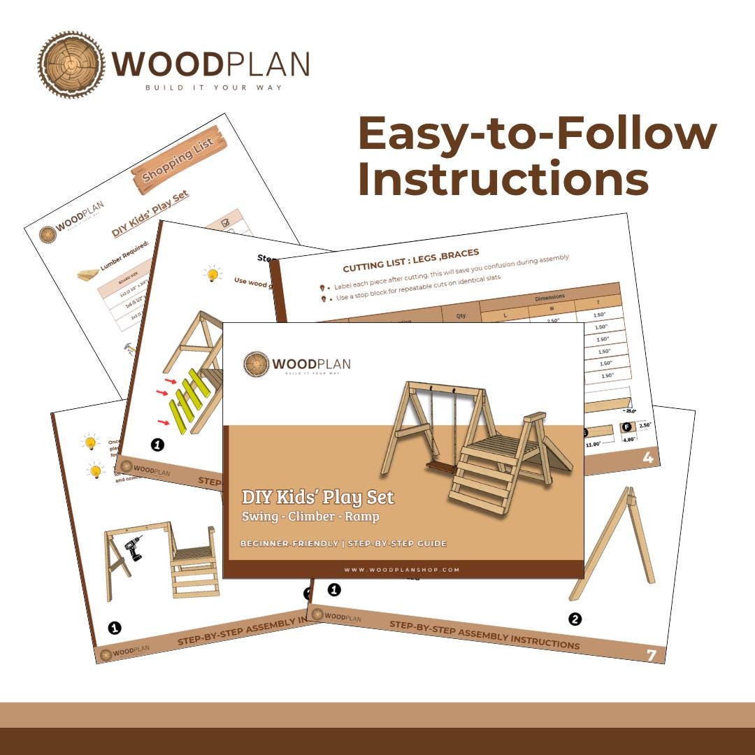 Kids A-Frame Play Set Plan PDF | Swing - Climber - Ramp | Beginner DIY Woodworking | Backyard Playground