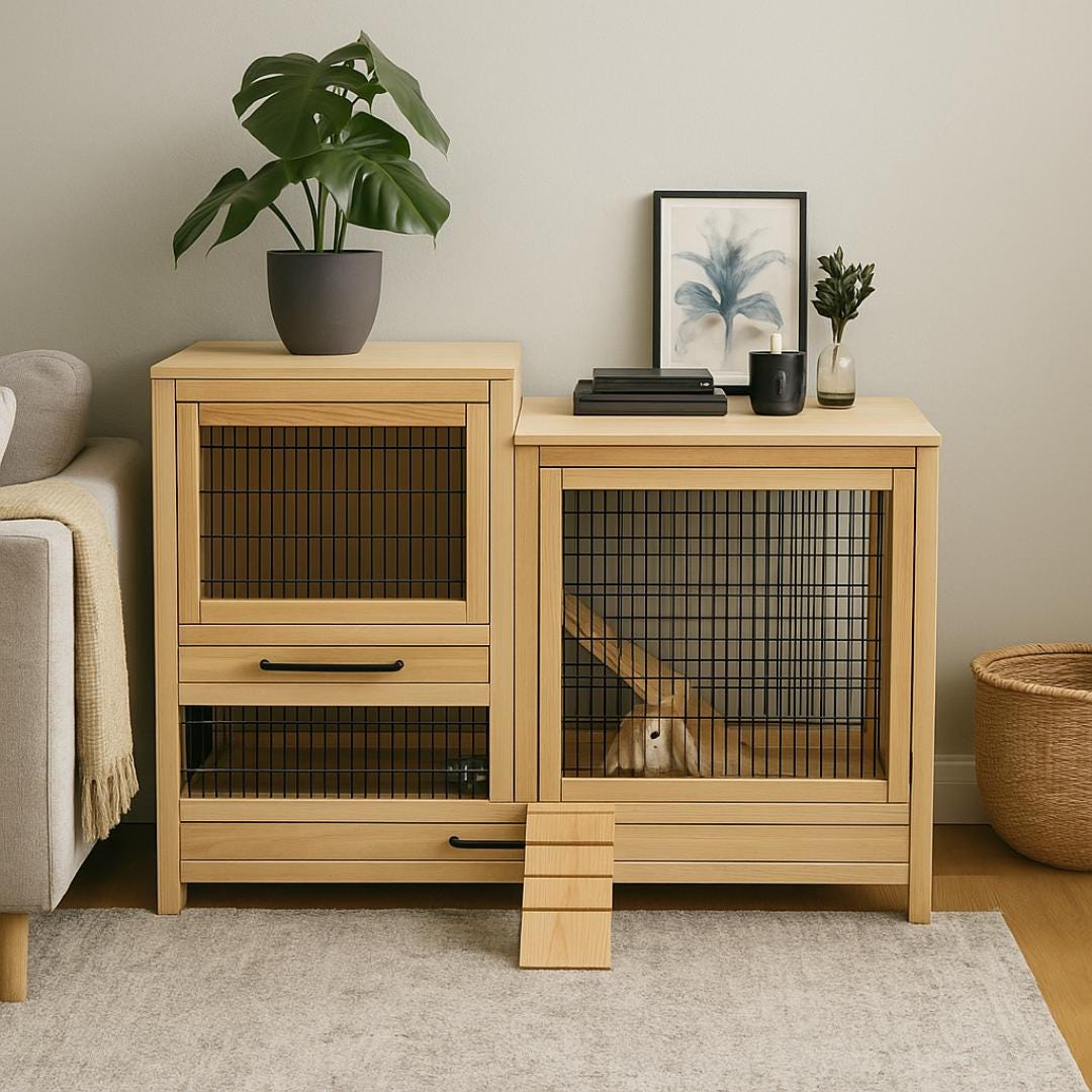 Rabbit Hutch Furniture Plan PDF: Two-Level Indoor Bunny Enclosure (Digital Download)