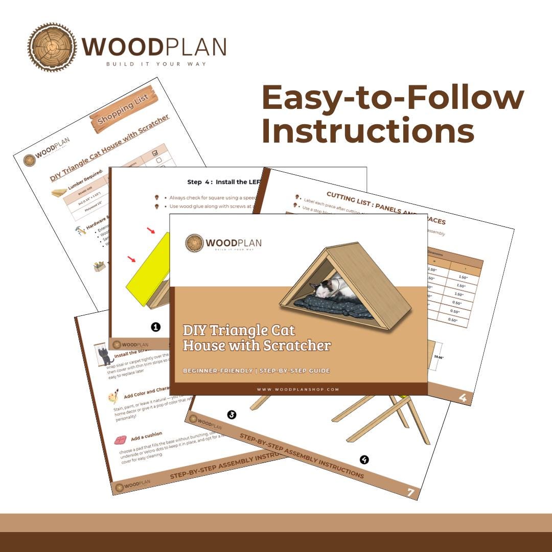 Triangle Cat House Plan PDF | DIY Woodworking with Scratcher