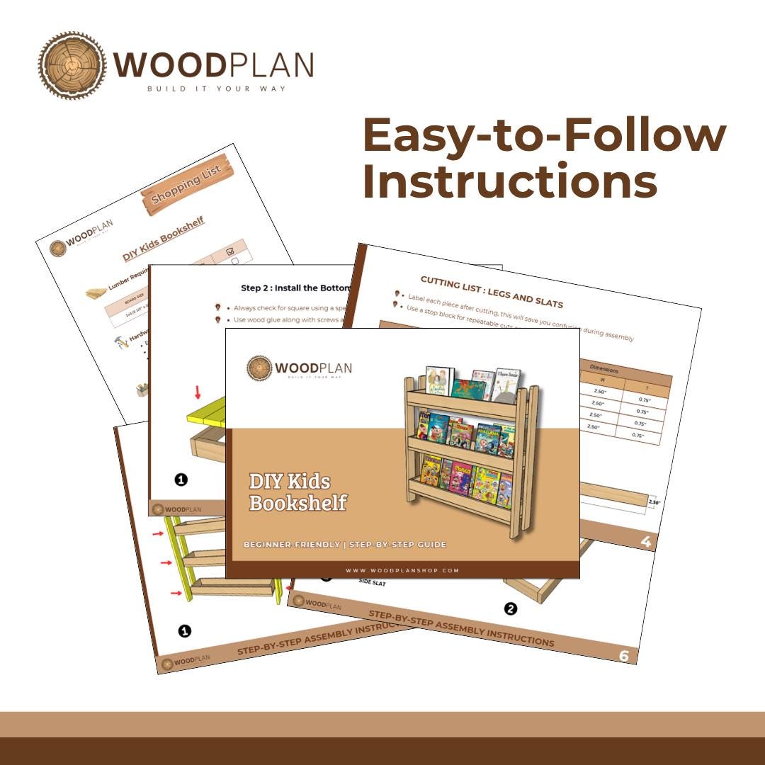 Kids Front‑Facing Bookshelf Plan PDF | Montessori Display Rack | Beginner DIY