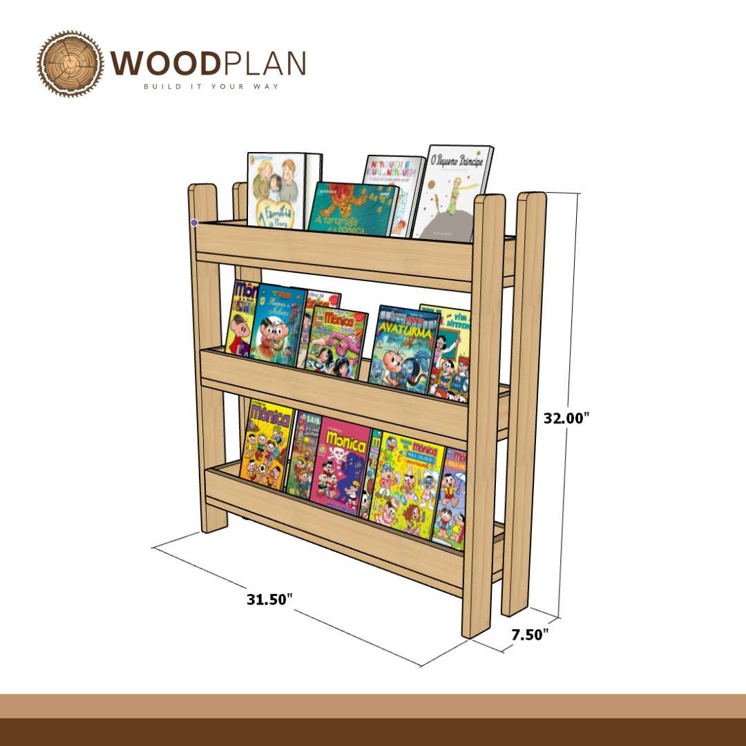 Kids Front‑Facing Bookshelf Plan PDF | Montessori Display Rack | Beginner DIY
