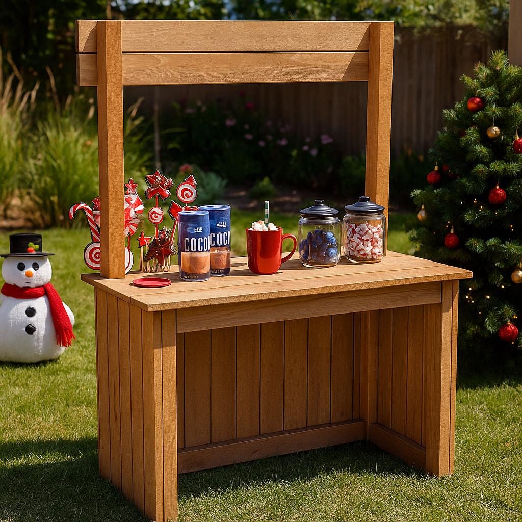 DIY Kids Hot Cocoa Stand - Christmas Play Cart PDF Plan