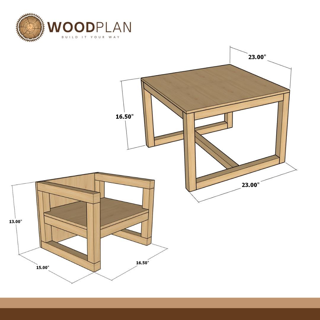 Kids Cube Chair & Activity Table Set Plan: Beginner DIY (PDF Pattern)