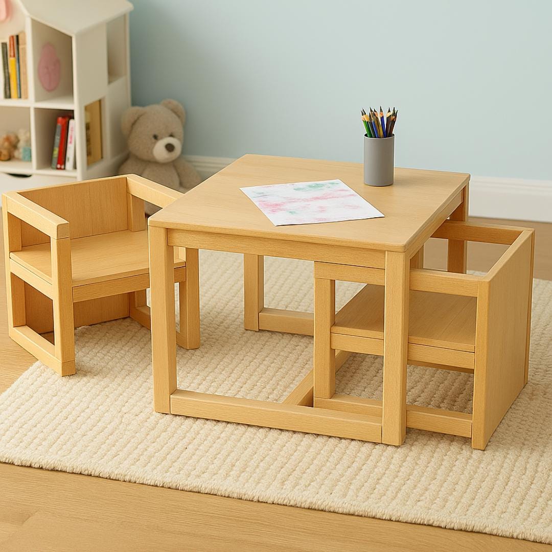 Kids Cube Chair & Activity Table Set Plan: Beginner DIY (PDF Pattern)