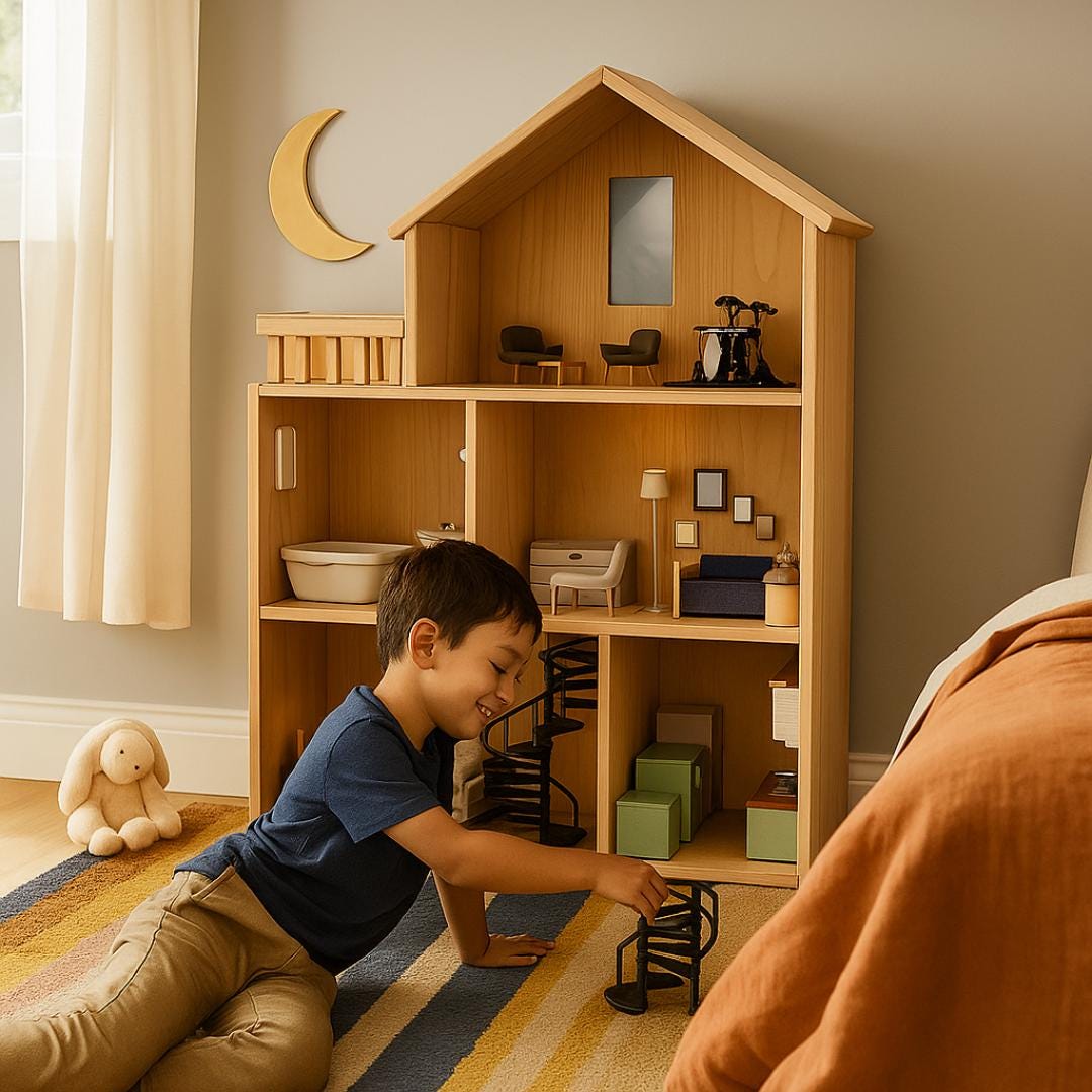 Dollhouse Plan PDF: Three-Level Modern Design with Balcony (Digital Download)