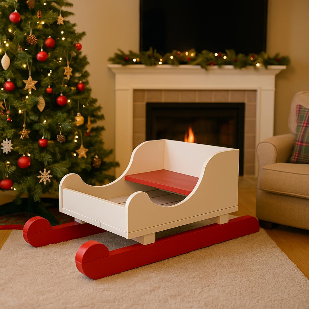 DIY Christmas Sleigh Bed Plan PDF | Rolling Wheels, Holiday Sign