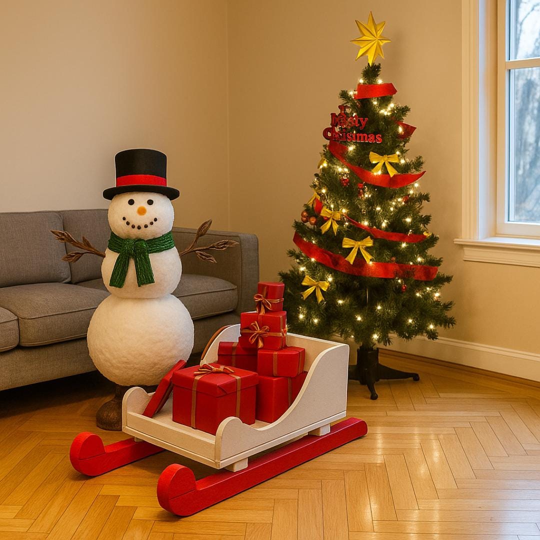 DIY Christmas Sleigh Bed Plan PDF | Rolling Wheels, Holiday Sign