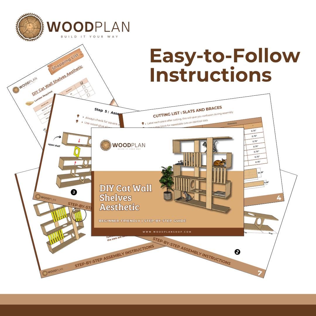 Cat Wall Shelves Plan PDF | DIY Modular Vertical Playground