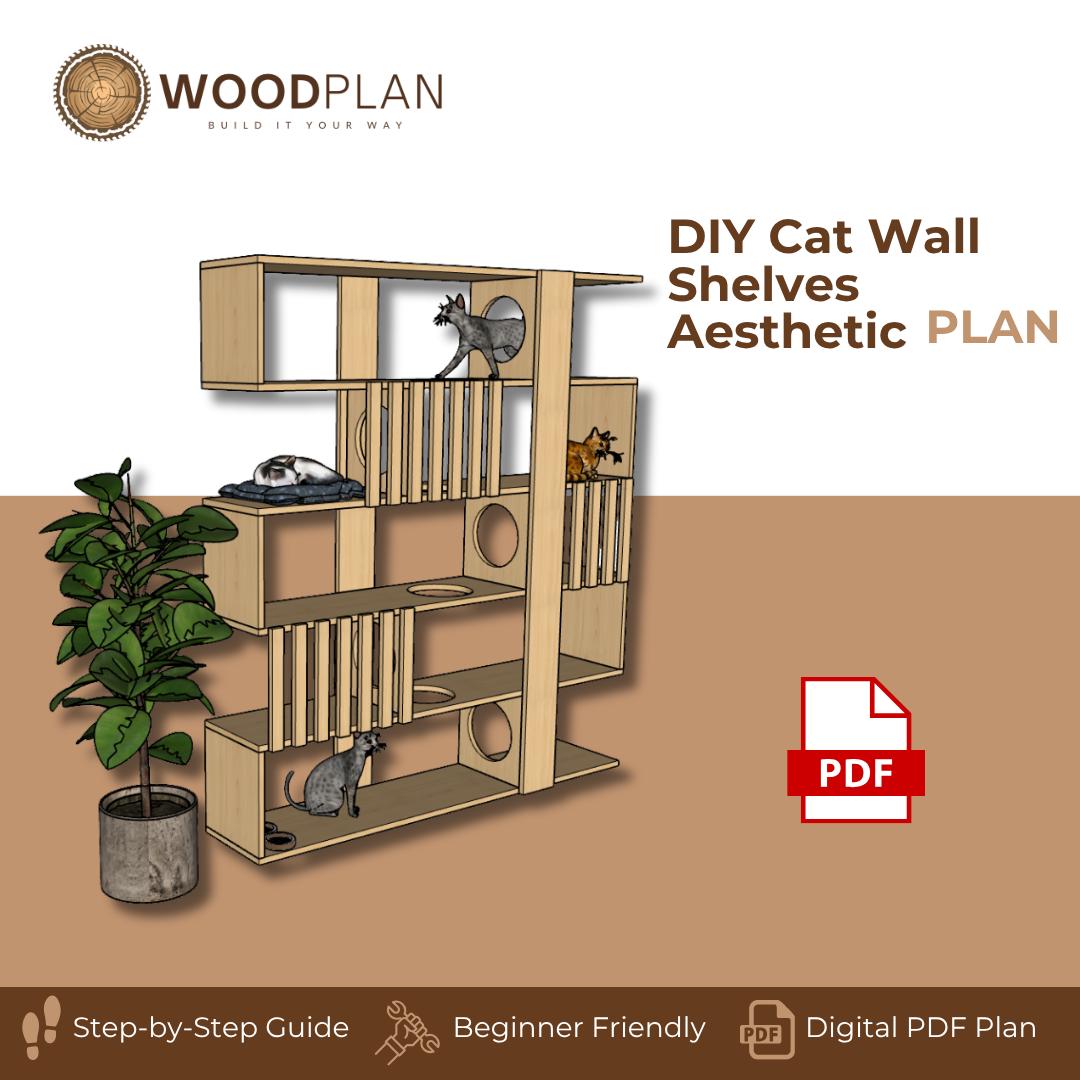 Cat Wall Shelves Plan PDF | DIY Modular Vertical Playground