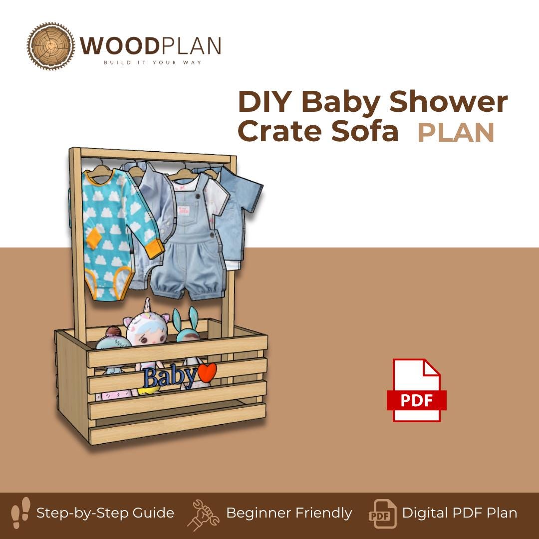 Wooden Closet Crate with Hanger | Rolling Storage Organizer | Nursery Basket Plan PDF