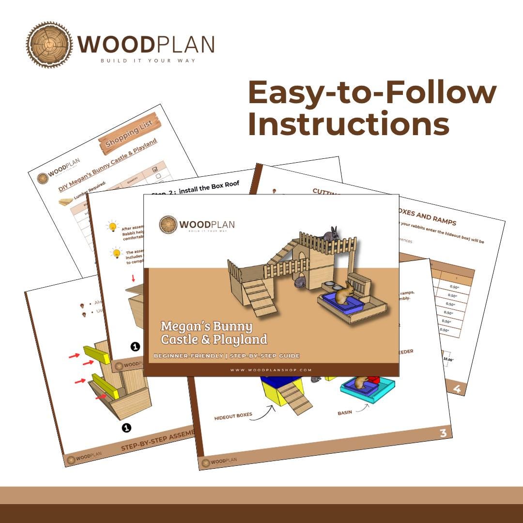 Bunny Habitat Plan | Two-Level Hideout with Feeder Deck (Digital Download)