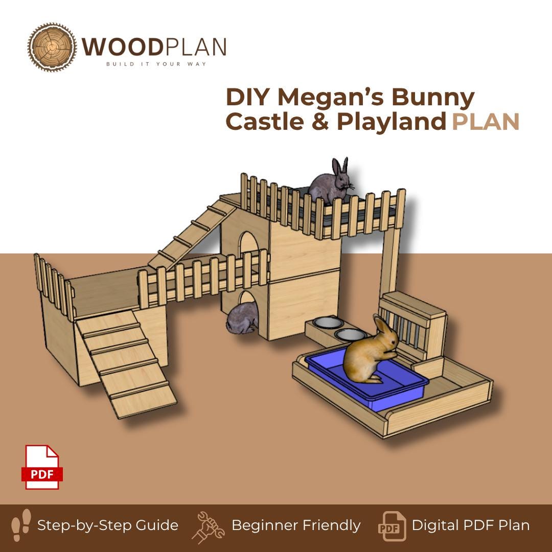 Bunny Habitat Plan | Two-Level Hideout with Feeder Deck (Digital Download)