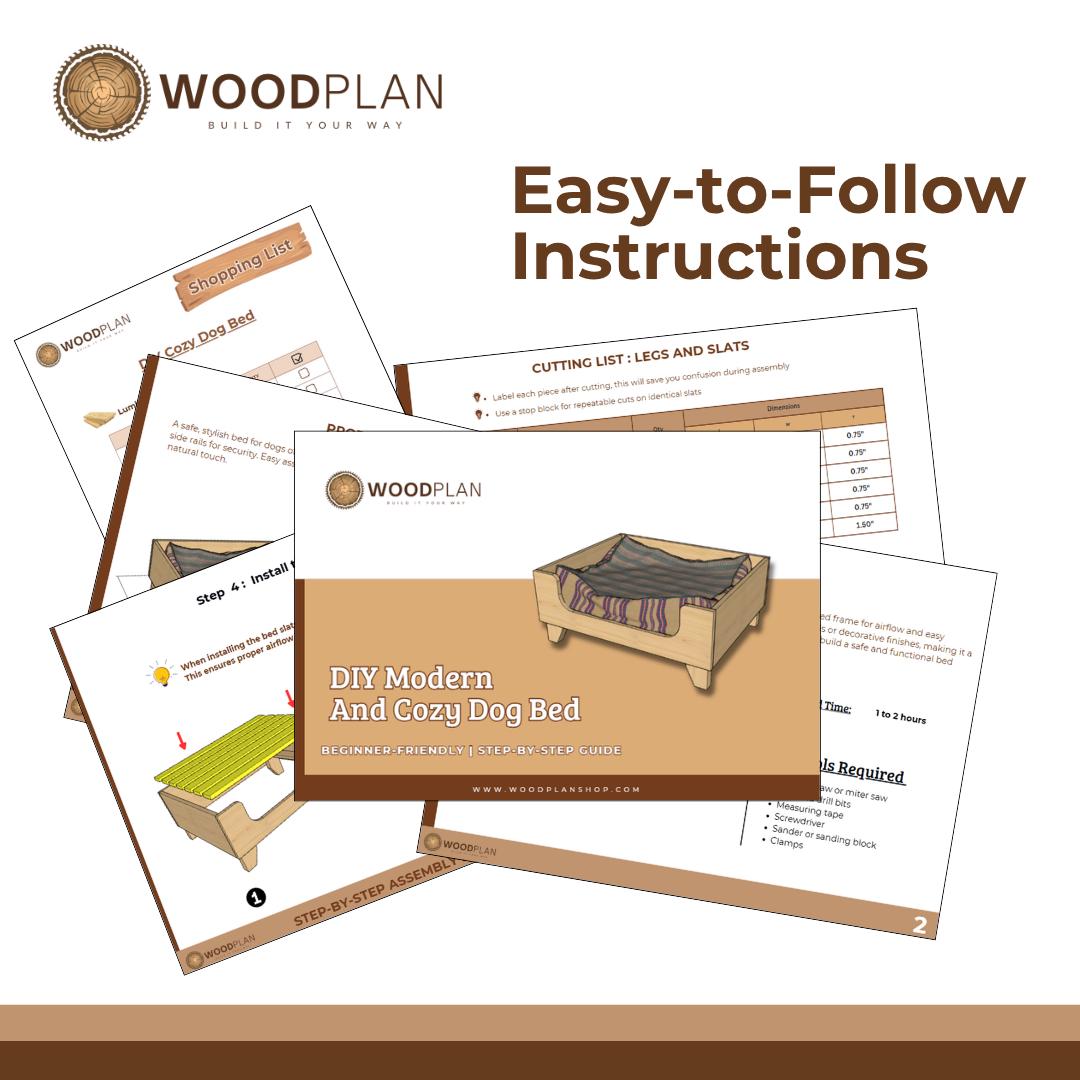 Cozy Dog Bed Plan PDF | Modern Raised Frame, Pet-Friendly Wood, Easy Build