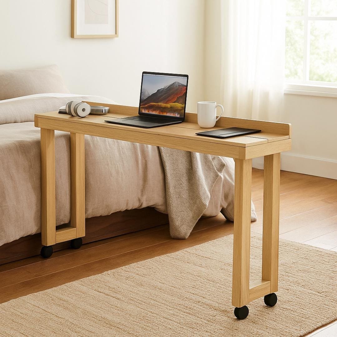 Overbed Table Plan PDF | Rolling Bed Desk, Side Rails, Locking Casters