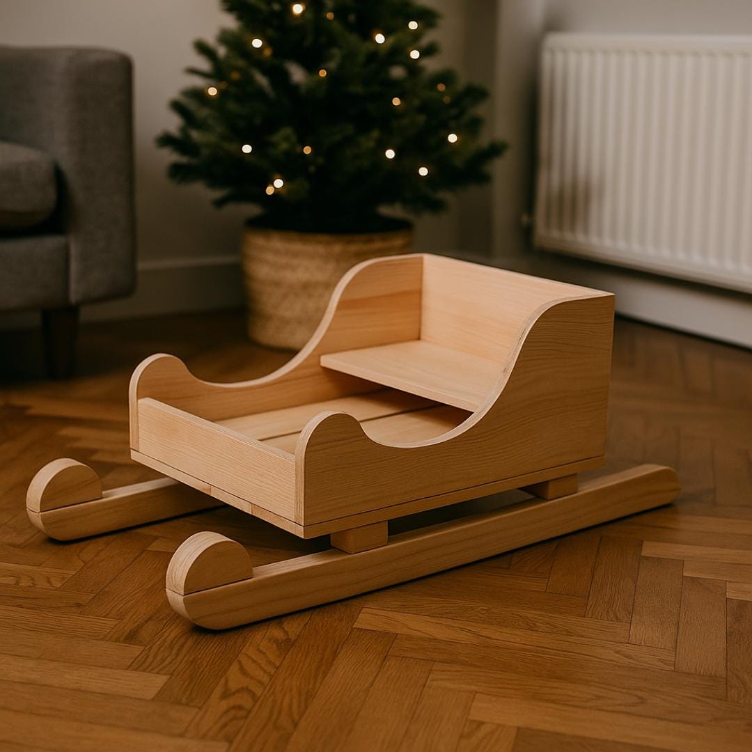 DIY Christmas Sleigh Bed Plan PDF | Rolling Wheels, Holiday Sign