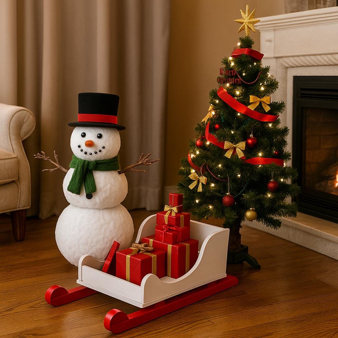 DIY Christmas Sleigh Bed Plan PDF | Rolling Wheels, Holiday Sign