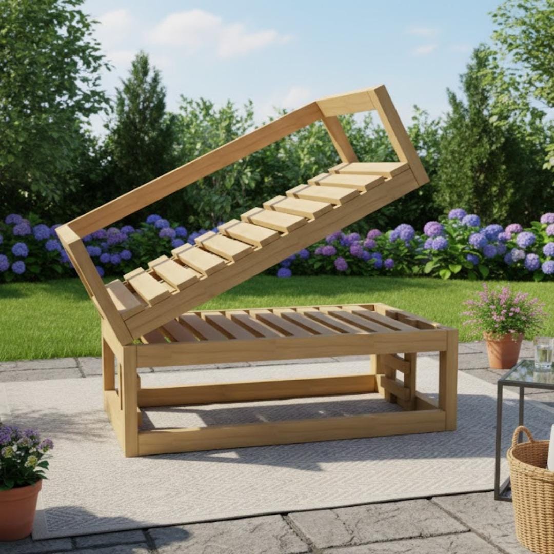 Convertible Outdoor Sofa Bed Plan PDF | Multi-Position Lounger, Adjustable Backrest, DIY Daybed