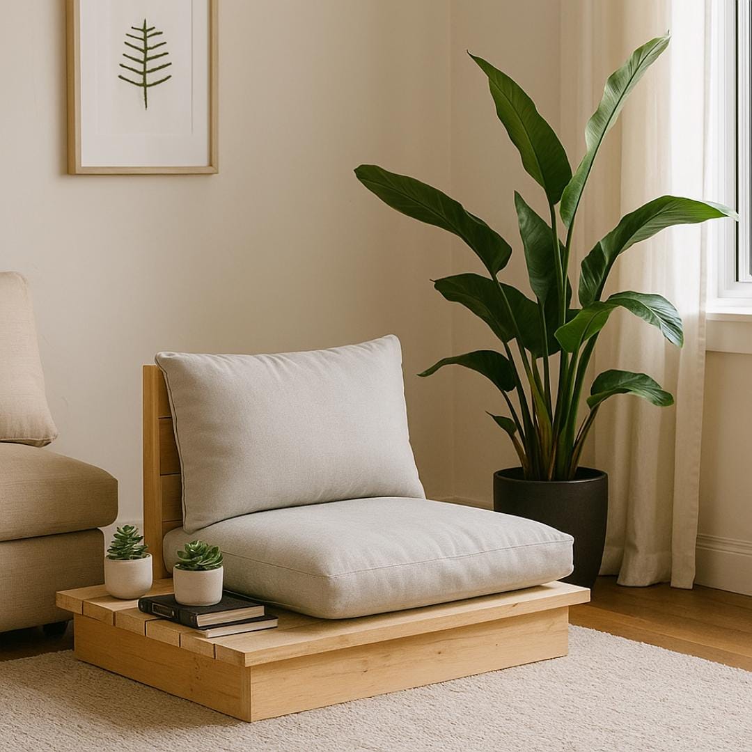 Japanese Style Single Sofa Plan | Minimalist Platform Chair, Zen-Inspired DIY