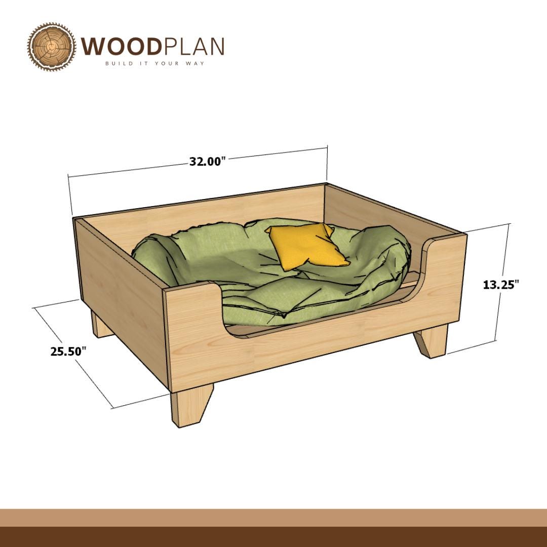 Cozy Dog Bed Plan PDF | Modern Raised Frame, Pet-Friendly Wood, Easy Build