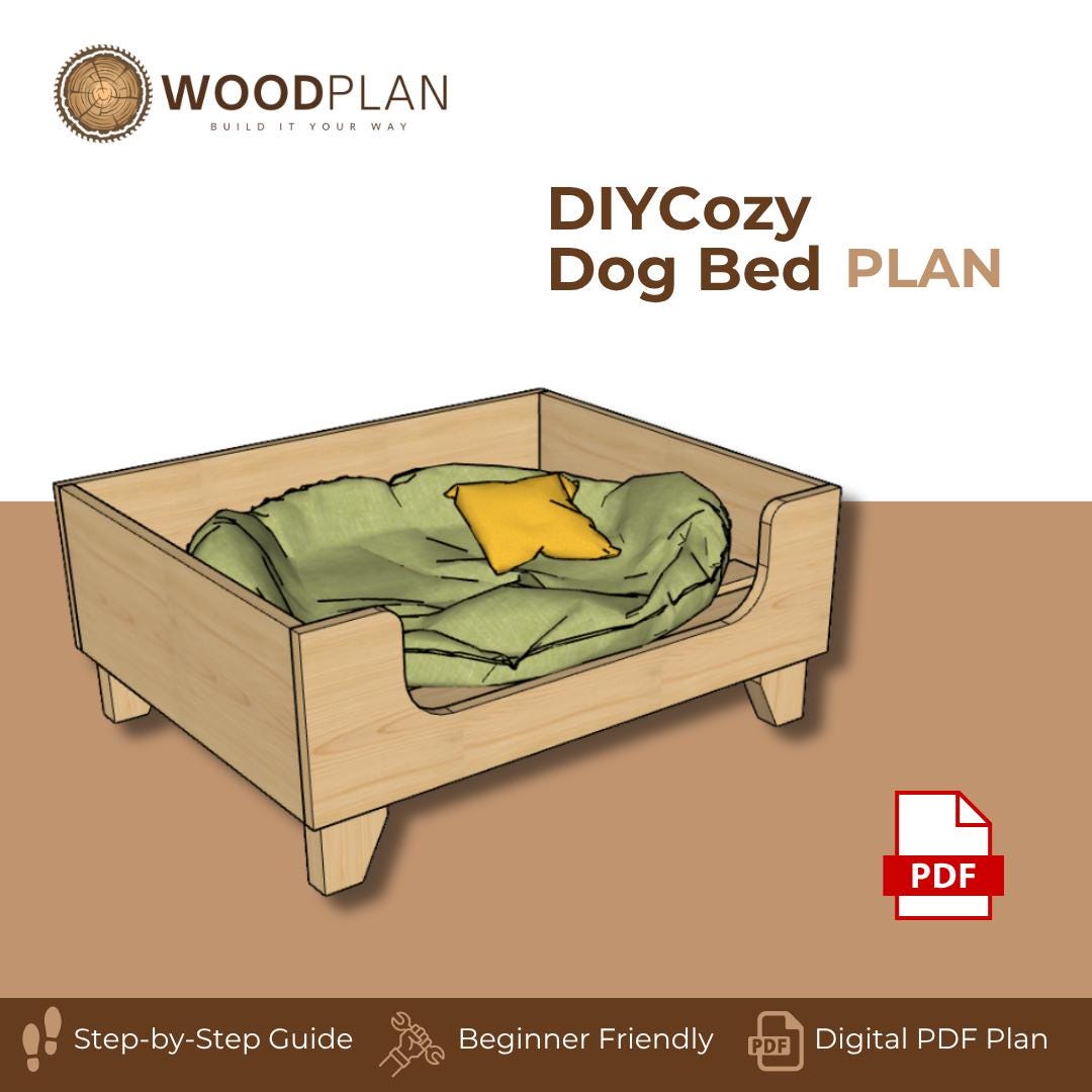 Cozy Dog Bed Plan PDF | Modern Raised Frame, Pet-Friendly Wood, Easy Build