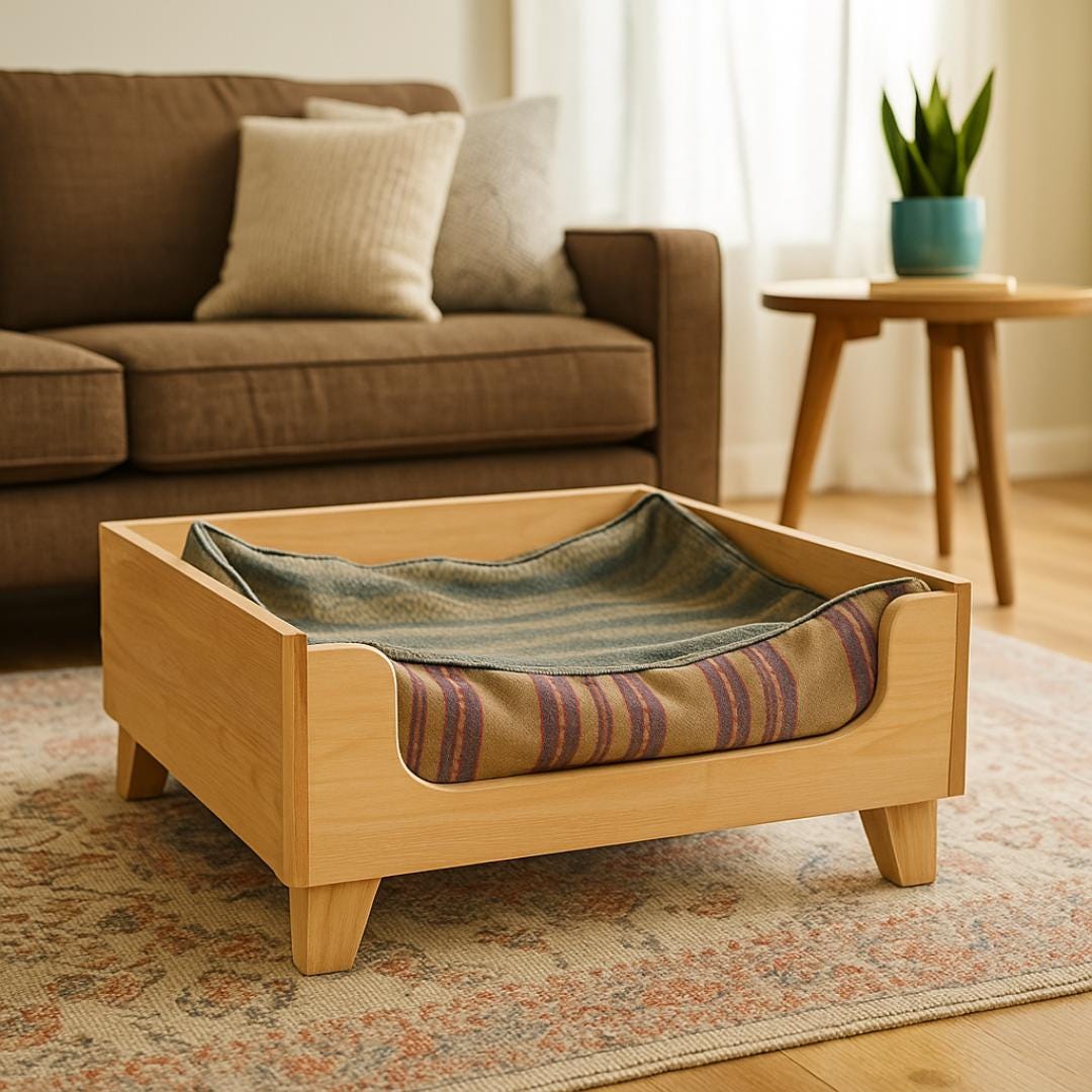 Cozy Dog Bed Plan PDF | Modern Raised Frame, Pet-Friendly Wood, Easy Build