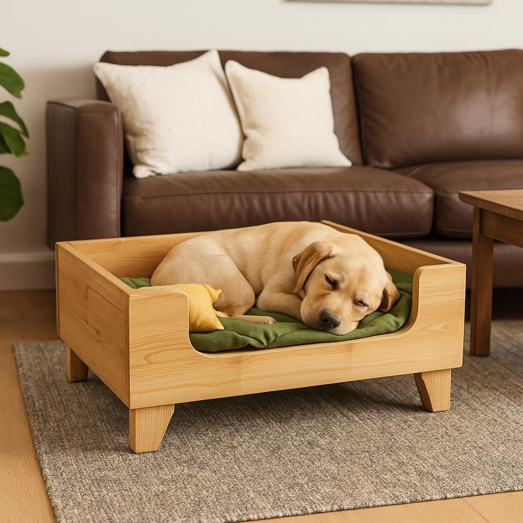 Cozy Dog Bed Plan PDF | Modern Raised Frame, Pet-Friendly Wood, Easy Build