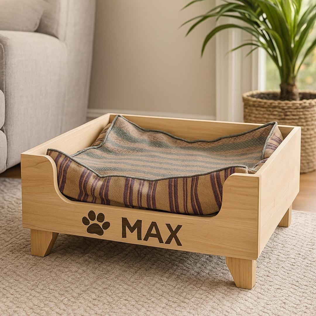 Cozy Dog Bed Plan PDF | Modern Raised Frame, Pet-Friendly Wood, Easy Build