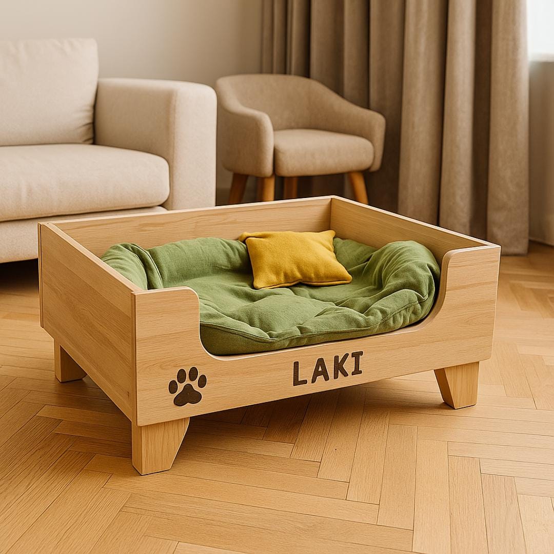 Cozy Dog Bed Plan PDF | Modern Raised Frame, Pet-Friendly Wood, Easy Build