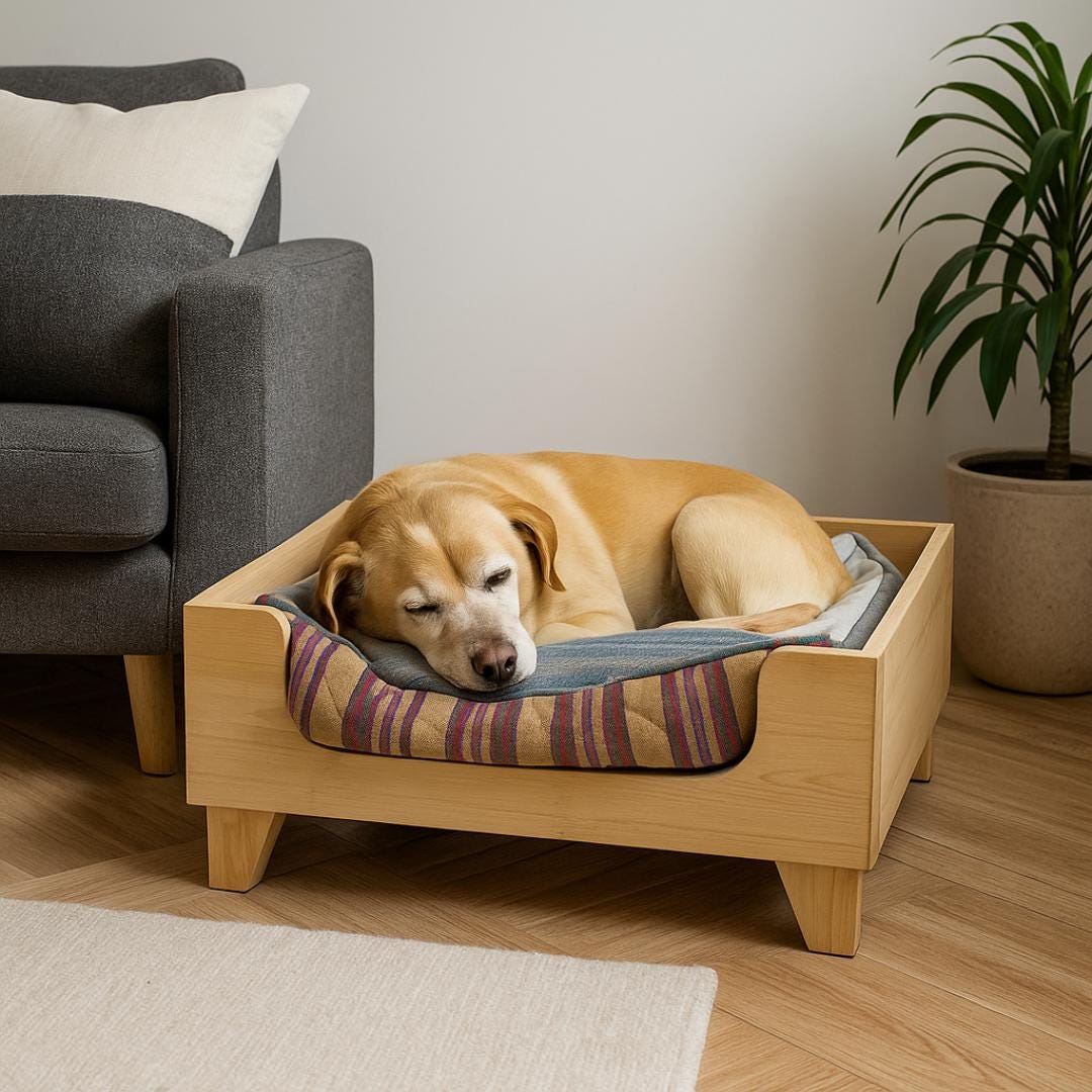 Cozy Dog Bed Plan PDF | Modern Raised Frame, Pet-Friendly Wood, Easy Build