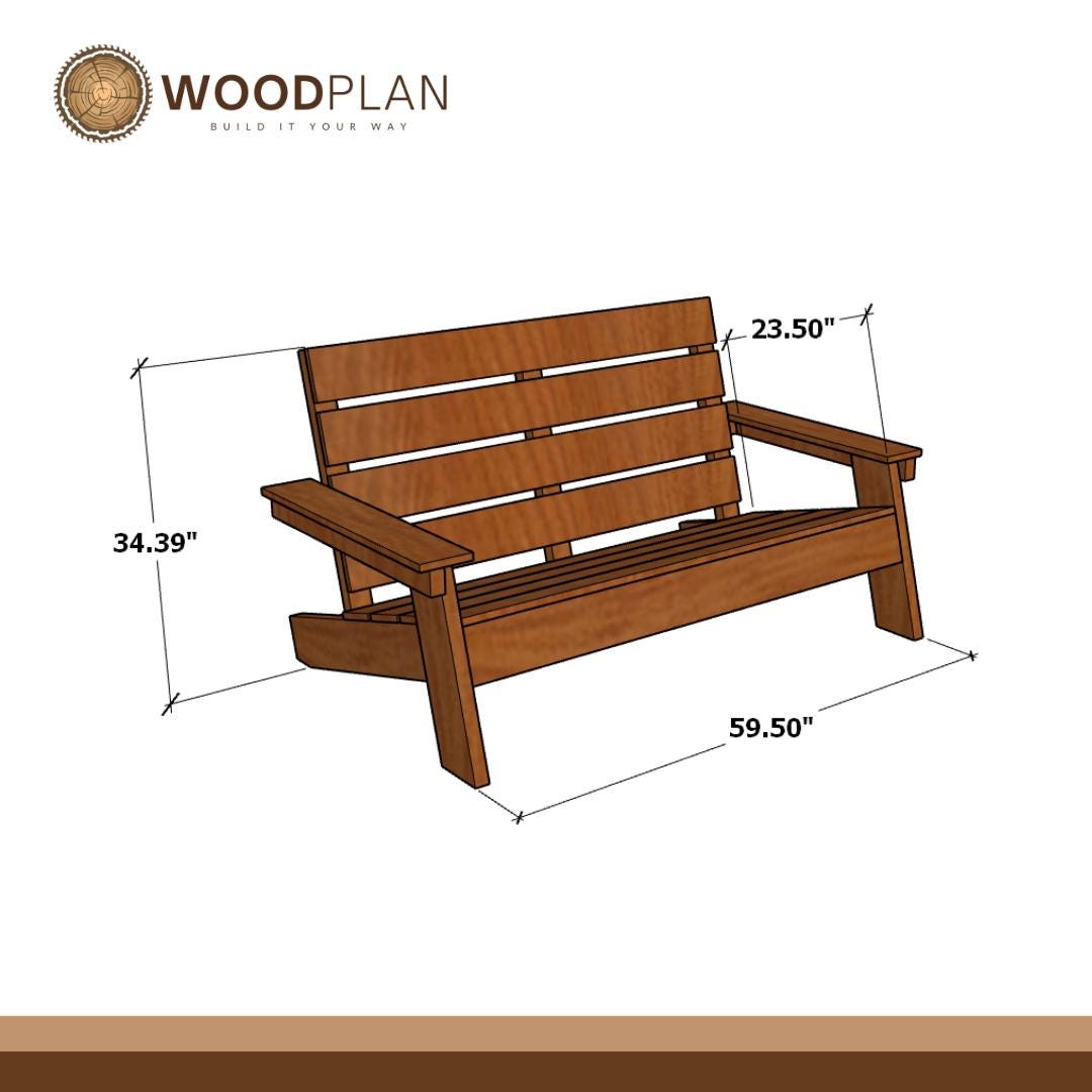 Double Adirondack Chair Plan PDF | Two-Seat Wide Design, Outdoor Furniture, DIY Project