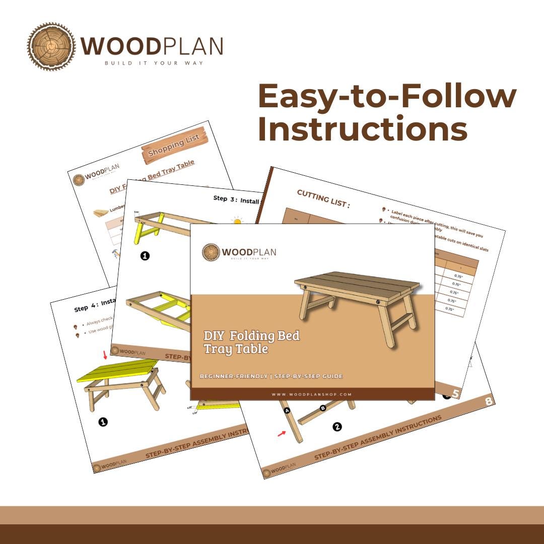 DIY Folding Bed Tray Table PDF Plan | Beginner Woodworking Project