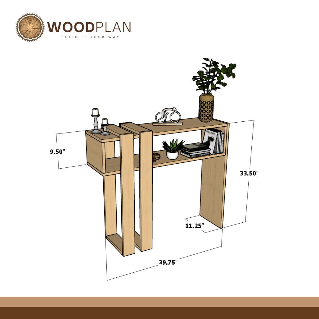 Modern Slat Entryway Console PDF Plan | Minimalist Storage Shelf | Beginner Woodworking Plan