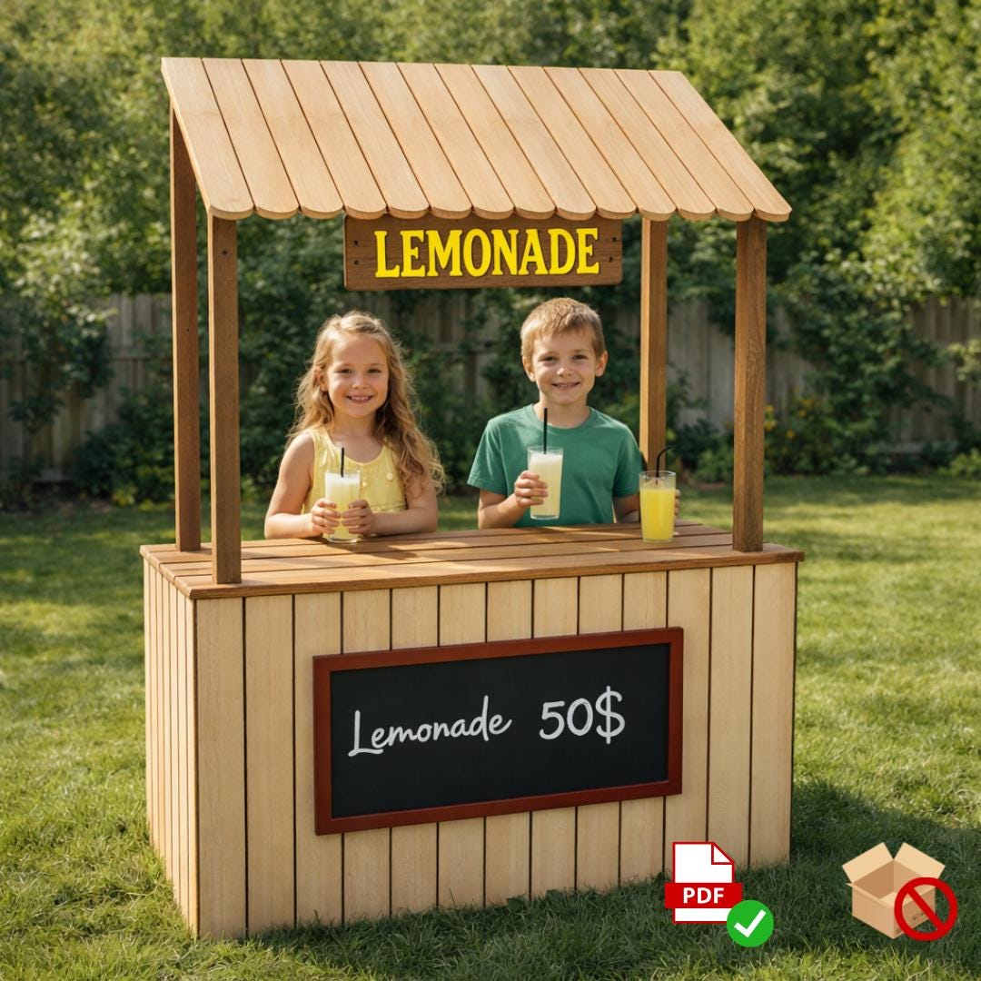 DIY Kids Lemonade Stand Plans PDF: Beginner Woodworking Project (Digital Download)