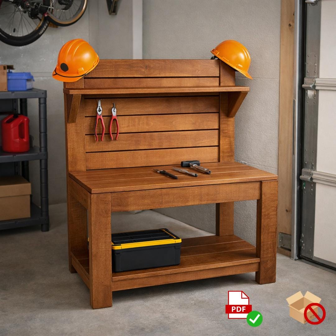 Kids Workbench Plans: DIY Woodworking Bench PDF (Beginner Project Digital Download