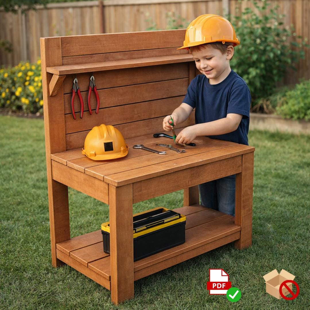 Kids Workbench Plans: DIY Woodworking Bench PDF (Beginner Project Digital Download
