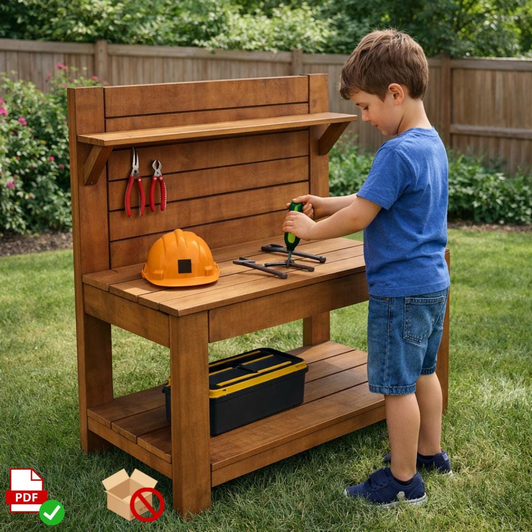 Kids Workbench Plans: DIY Woodworking Bench PDF (Beginner Project Digital Download