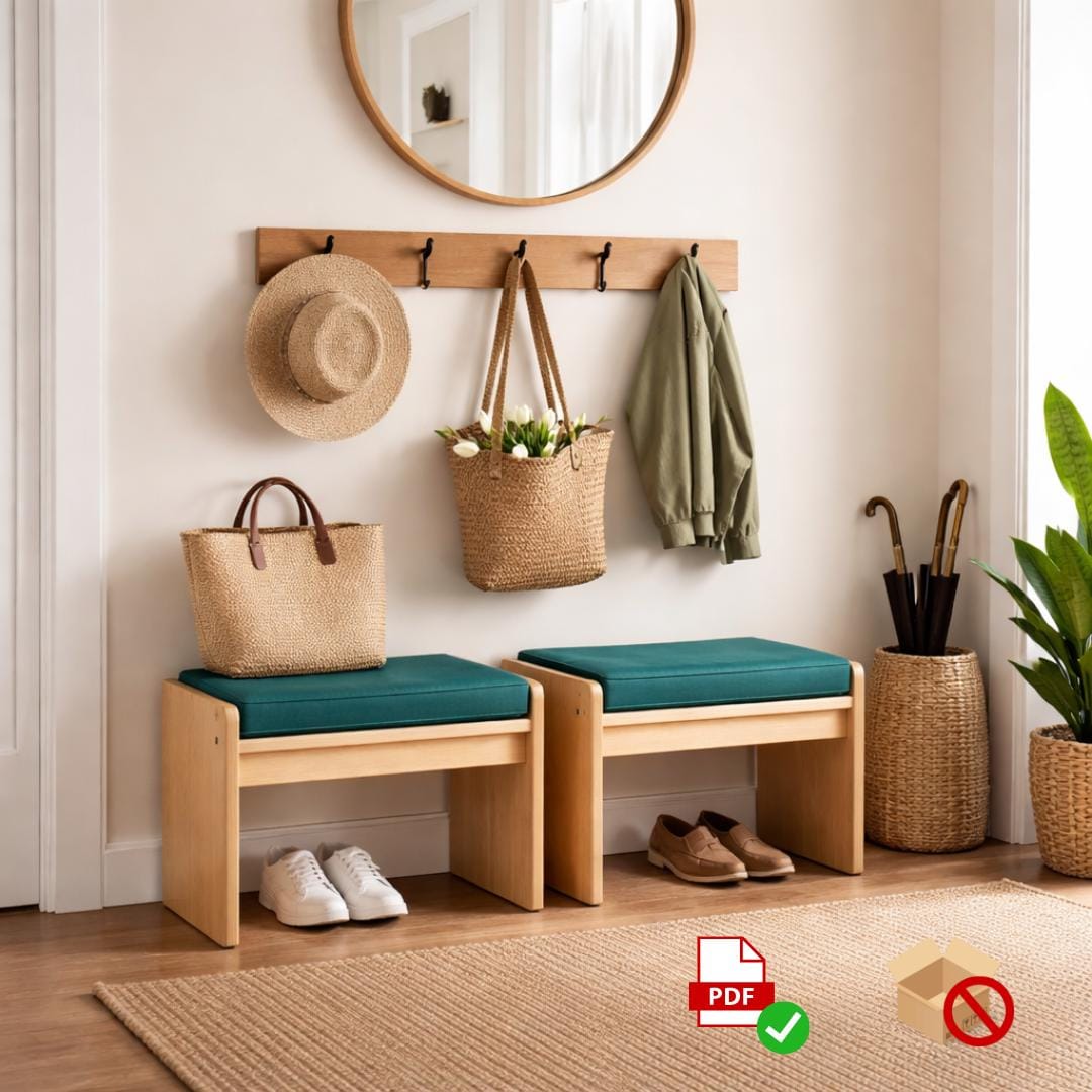 DIY Modern Minimalist Bench Stool Plan PDF | Beginner Woodworking Plan